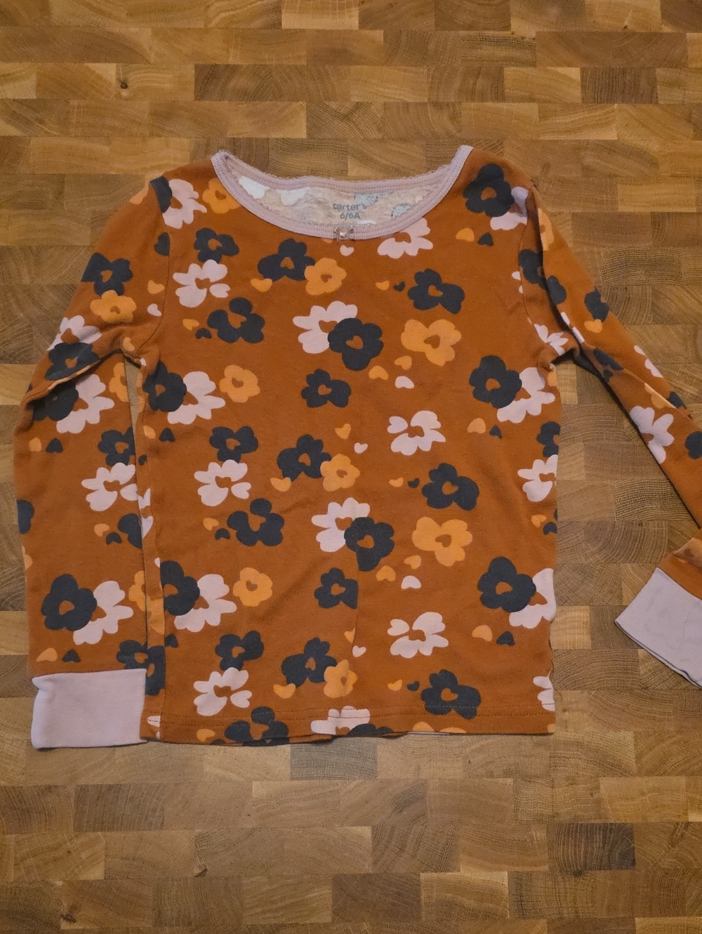 Carter's Rust Floral Long-Sleeve Tee with Pink Trim